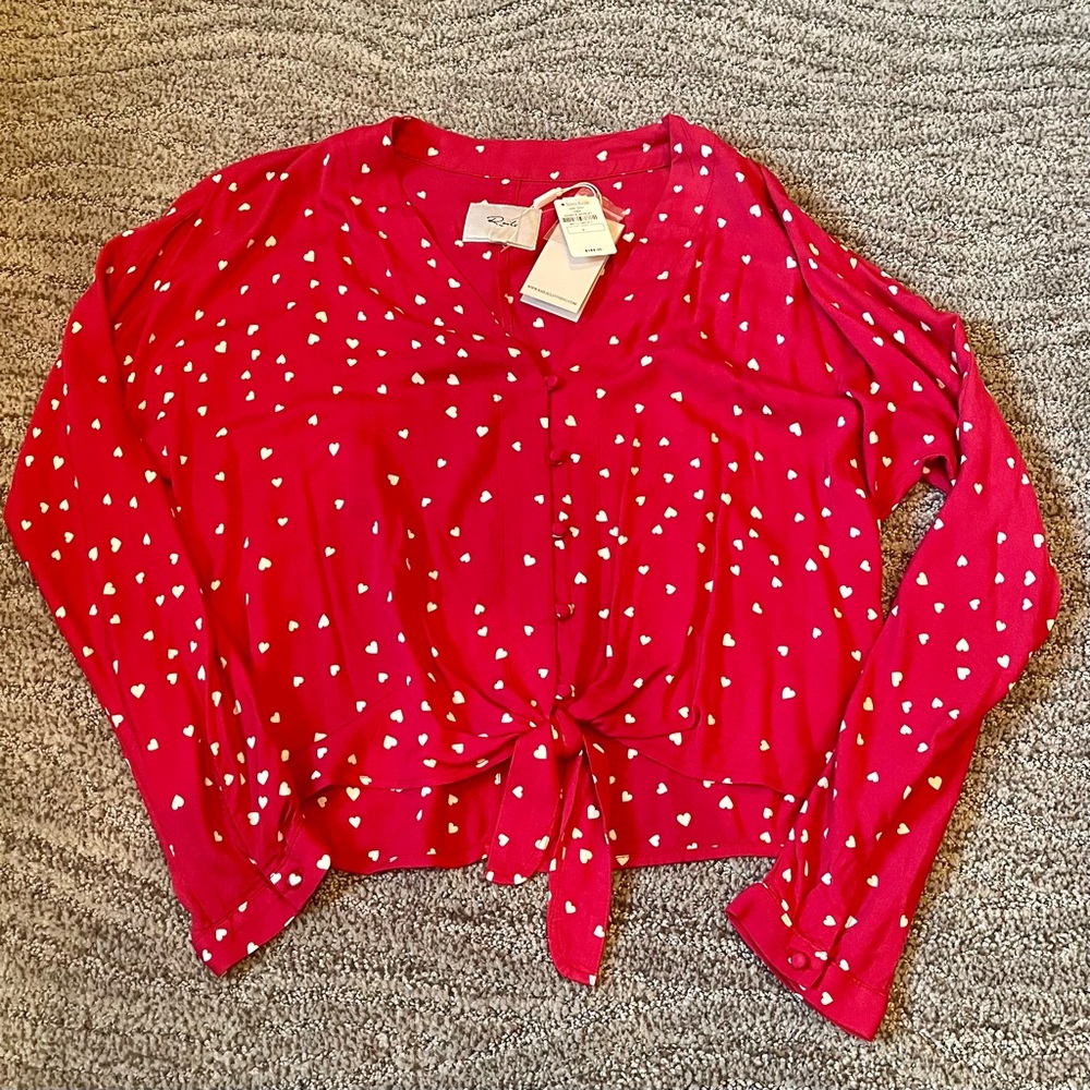 Rails Heart Print Button Down Shirt